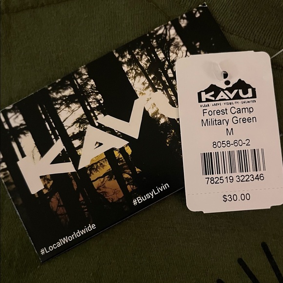 KAVU Brand Forest Camp Military Green Tee-Shirt Medium- NWT- Outdoor Camping - Picture 2 of 6